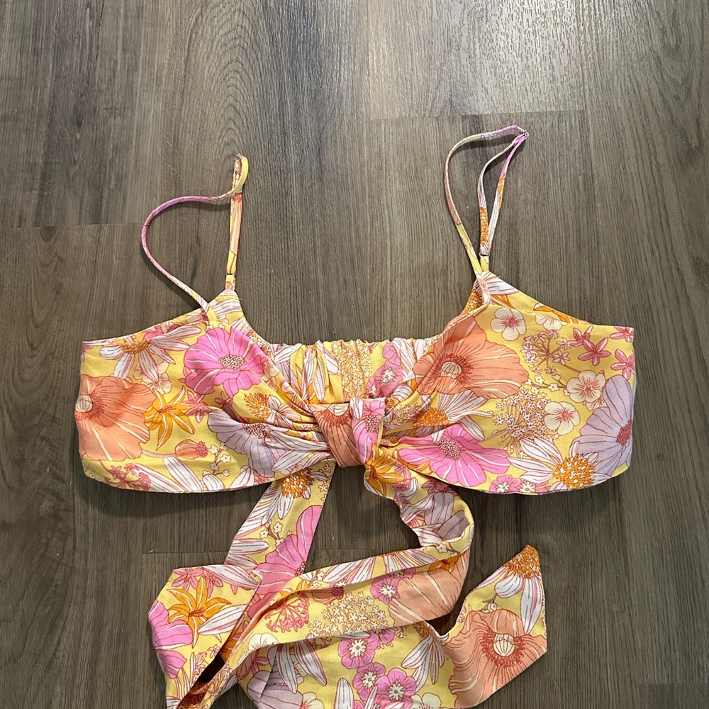 H&M Bralette Style Top - Floral Yellow and Pink Women's Top